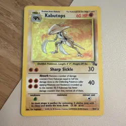 Pokemon TCG Kabutops Fossil 9/62 Holo Unlimited Holo Rare Vintage 2000 MP - Image 1
