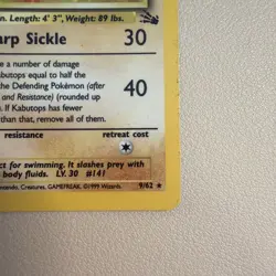Pokemon TCG Kabutops Fossil 9/62 Holo Unlimited Holo Rare Vintage 2000 MP - Image 3