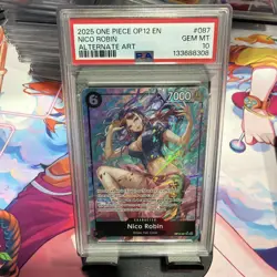 2025 ONE PIECE OP12-LEGACY OF THE MASTER ALTERNATE ART #087 NICO ROBIN PSA 10 - Image 4