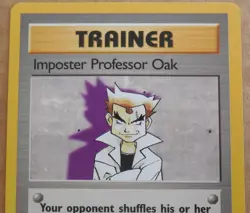 Imposter Professor Oak 102/130 Rare Non-Holo Base 2 Set Pokemon Trainer Card LP - Image 2