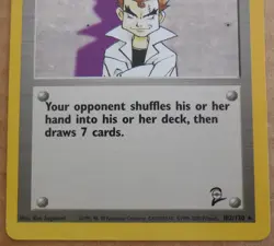Imposter Professor Oak 102/130 Rare Non-Holo Base 2 Set Pokemon Trainer Card LP - Image 3