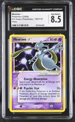 CGC 8.5 Mewtwo Gold Star 2006 EX Holon Phantoms 103/110 Holo Pokemon Card - Image 1
