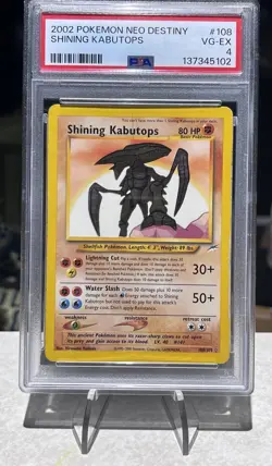 PSA 4 VG-EX Shining Kabutops Neo Destiny Holo Rare Pokemon Card 108/105 - Image 1