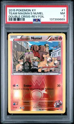 Pokemon Card Team Magma's Numel 1/34 Reverse Holo Foil Double Crisis PSA 7 - Image 1