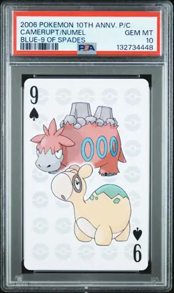 2006 POKEMON CENTER 10TH ANV PLAYING CARDS BLUE DECK CAMERUPT/NUMEL PSA 10 - Image 1
