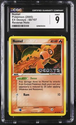 CGC 9 MINT Numel 2005 EX Deoxys 68/107 Reverse Holo Stamped Pokemon Card - Image 1