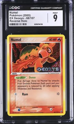 CGC 9 MINT Numel 2005 EX Deoxys 68/107 Reverse Holo STAMPED Pokemon Card - Image 1