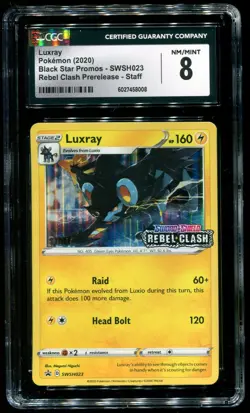 CGC 8 Luxray Staff Prerelease Rebel Clash Promo 2020 Pokemon Card #023 - Image 1