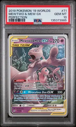 2019 POKEMON WORLD CHAMPIONSHIPS PROMO #71 MEWTWO & MEW GX WORLD CHAMP PSA 10 - Image 1