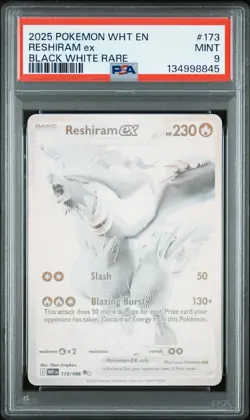 Pokemon Reshiram Ex 173/086 White Flare Black White Rare Graded 9 PSA - Image 1