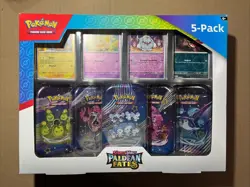 Pokemon Scarlet & Violet Paldean Fates 5 Mini Tins w/ 4 Promos Costco Bundle NEW - Image 1