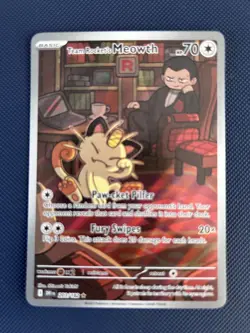Pokemon TCG Team Rocket's Meowth 203/182 Destined Rivals Illustration Rare NM - Image 1