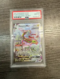 2021 Pokemon SWSH Evolving Skies Rayquaza VMAX #218 FA Secret PSA 10 GEM MINT - Image 1