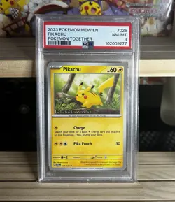 2023 - Pikachu - 025/165 - Pokemon Together Stamp - PSA 8 - Image 1
