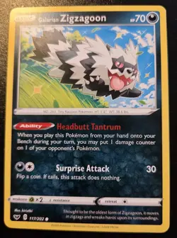 Galarian Zigzagoon 117/202 Common Sword & Shield Pokemon TCG - Image 1