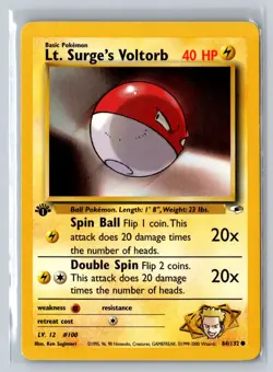 Pokemon TCG Lt. Surge's Voltorb Gym Heroes 84/132 - 1st Edition - LP - Image 1