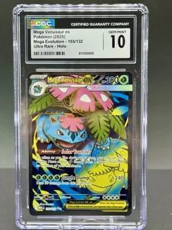 2025 Pokemon Mega Evolution Mega Venusaur ex #155/132 Ultra Rare CGC 10 GEM MINT - Image 1