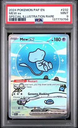 2024 POKEMON PAF EN-PALDEAN FATES SPECIAL ILLUSTRATION RARE #232 MEW EX PSA 9 - Image 1