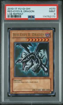 Yugioh Card Red - Eyes Black Dragon Ultra PSA 8 NM-Mint, LOB Reprint #070, 2010 - Image 1