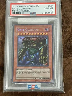 2002 Yugioh PSA 10 Gate Guardian Metal Raiders MRD-000 - Image 1