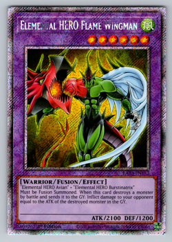 Elemental HERO Flame Wingman Yugioh RA03-EN152 Platinum Secret Rare PSR NM - Image 1