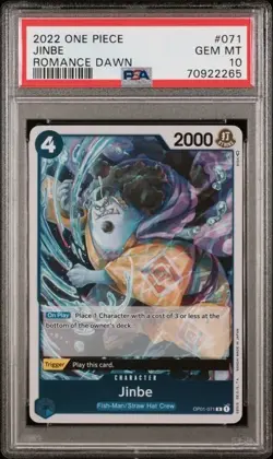 2022 One Piece Romance Dawn OP01-071 Jinbe - Pre-Errata - PSA 10 - Image 1