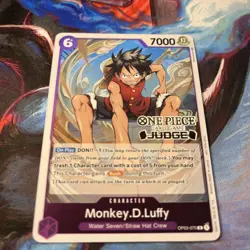 One Piece Card Game OP03 070 Monkey D Luffy Judge Promo Near Mint - Image 3