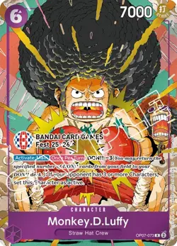 Bandai Card Fest 25-26 One Piece Monkey D Luffy Card OP07-073 Englisch Near Mint - Image 1