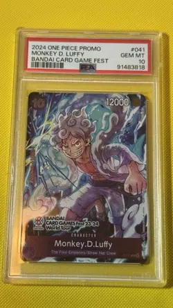PSA 10 One Piece Monkey D. Luffy Bandai Card Game Fest 23-24 P-041 English - Image 1