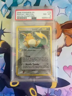 PSA 8 Raichu 15/110 Reverse Holo Foil ex Holon Phantoms Pokemon Card - Image 1