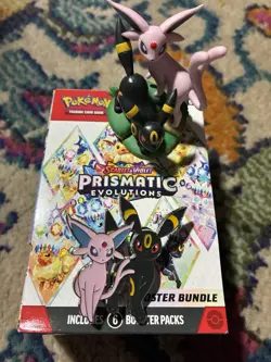 Umbreon ex Espeon ex Prismatic Evolutions Promo Cards Holo + Collectable Figures - Image 5