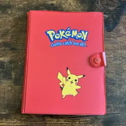 Vintage 1999 Pokemon Pikachu Red Binder TCG Album 30 Page Card Holder ✅ - Image 1