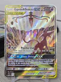 Pokemon Card TCG Espeon & Deoxys GX SM240 Black Star Promo Full Art Holo NM - Image 3