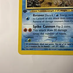 Corsola 37/75 Neo Discovery 1st Edition Pokemon Card Uncommon 2001 WotC Vintage - Image 2
