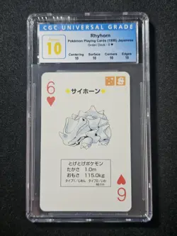 1996 Pokemon Rhyhorn Green Back Poker Playing Card CGC PERFECT 10 - Image 1