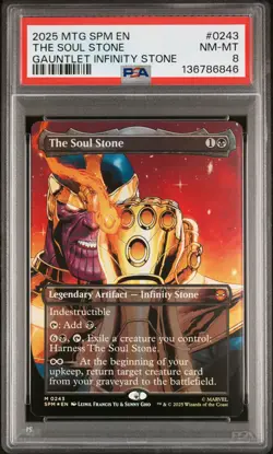 2025 MTG MARVEL'S SPIDER-MAN #0243 THE SOUL STONE PSA 8 - Image 1