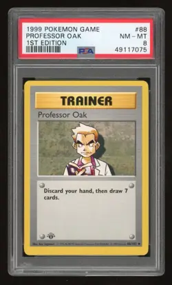 1999 Pokemon 1st Edition Shadowless Professor Oak #88 PSA 8 - Image 1