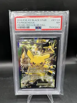 Pokemon Pikachu EX Red & Blue Coll. Black Star Full Art Promo XY124 PSA 7 - Image 1