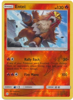 Pokemon - Cosmic Eclipse - Entei -28/236 -Rare - Reverse Holo - NM/M - Image 1