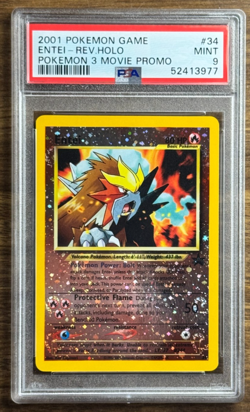 Pokemon Black Star Promo Movie Exclusive Entei 34 Cosmic Holo Foil Swirl PSA 9 - Image 1