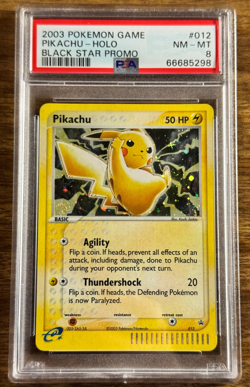 2003 POKEMON BLACK STAR PROMO #012 PIKACHU-HOLO PSA 8 - Image 1