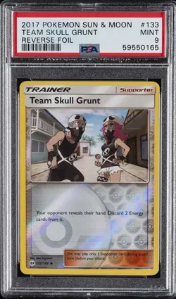2017 POKEMON SUN & MOON #133 TEAM SKULL GRUNT-REVERSE FOIL PSA 9 - Image 1