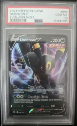 Pokemon TCG Umbreon V Ultra Rare Holo 094/203 Evolving Skies PSA 10 - Image 1