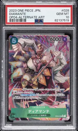 2023 ONE PIECE JPN OP04-KINGDOMS OF INTRIGUE ALTERNATE ART #028 DIAMANTE PSA 10 - Image 1