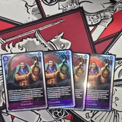 One Piece Card Game Kingdoms of Intrigue Crocodile SR OP04-060 X4 Playset - Image 1