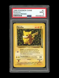 Pokemon PSA 9 MINT 1999 Pikachu Ivy First Black Star League Promo Card #1 - Image 1