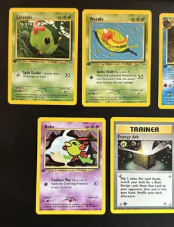 Pokemon Neo Discovery 1st Edition Caterpie Poliwag Weedle Vintage Card LP-NM - Image 2