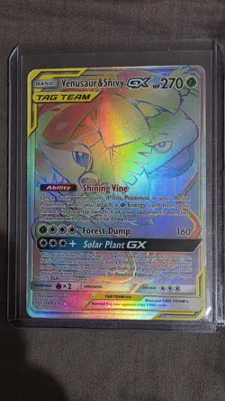Pokemon Venusaur & Snivy GX Tag Team Rainbow Holo Card 249/236 Cosmic Eclipse - Image 1