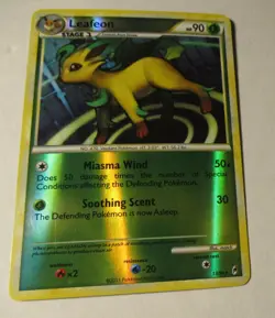Pokemon TCG Call of Legends Leafeon 13/95 Reverse Holo Card 2011 Played Eevee - Image 2