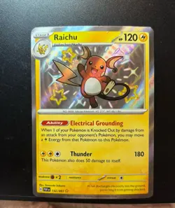 Pokemon TCG Raichu Scarlet & Violet Paldean Fates Holo Shiny Rare Card 132/091 - Image 1